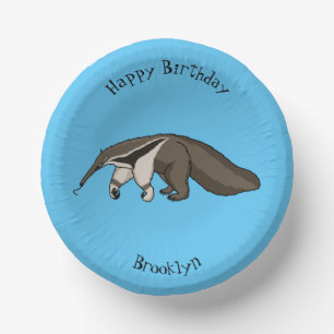 Anteater happy cartoon illustration  paper plate