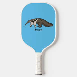 Anteater happy cartoon illustration  pickleball paddle
