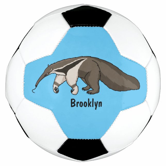Anteater happy cartoon illustration soccer ball (Front)