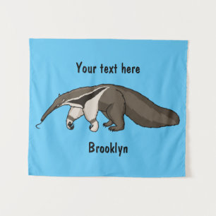 Anteater happy cartoon illustration tapestry