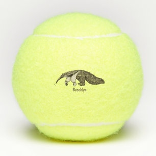 Anteater happy cartoon illustration tennis balls