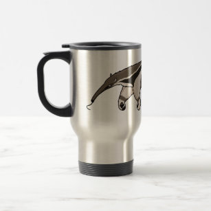 Anteater happy cartoon illustration  travel mug