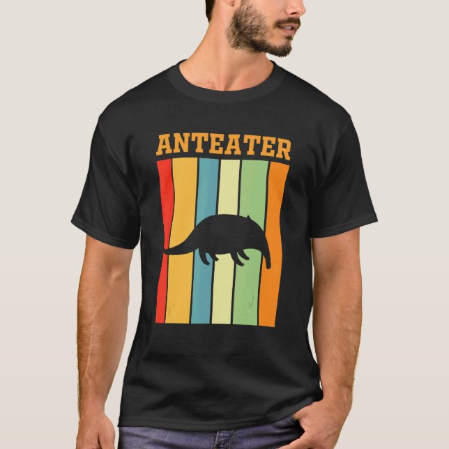 Anteater Shadow Silhouette In Retro Colours T-Shirt (Front)