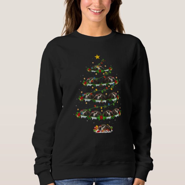 Anteater  Xmas Lights Anteater Christmas Tree Sweatshirt (Front)
