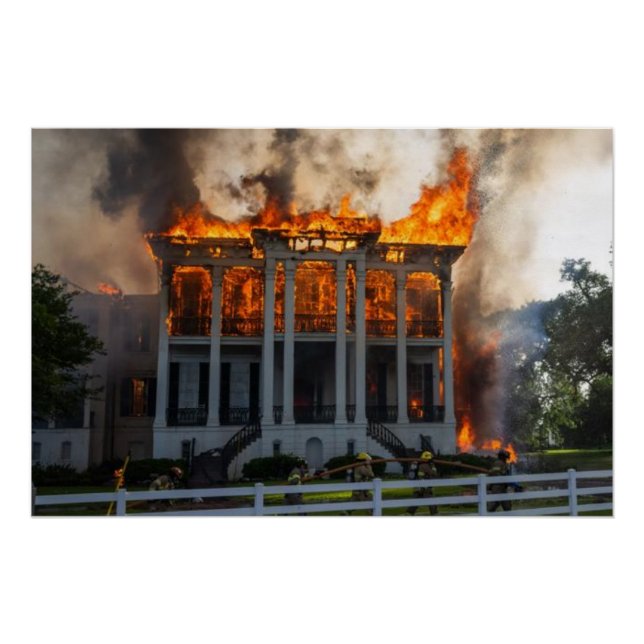 Antebellum Mansion | Fire erupts Nottoway Resort Poster (Front)