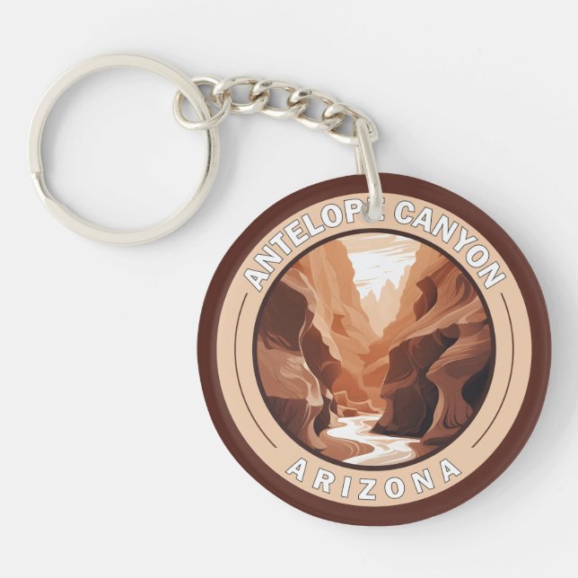 Antelope Canyon Arizona Retro Badge Key Ring (Front)