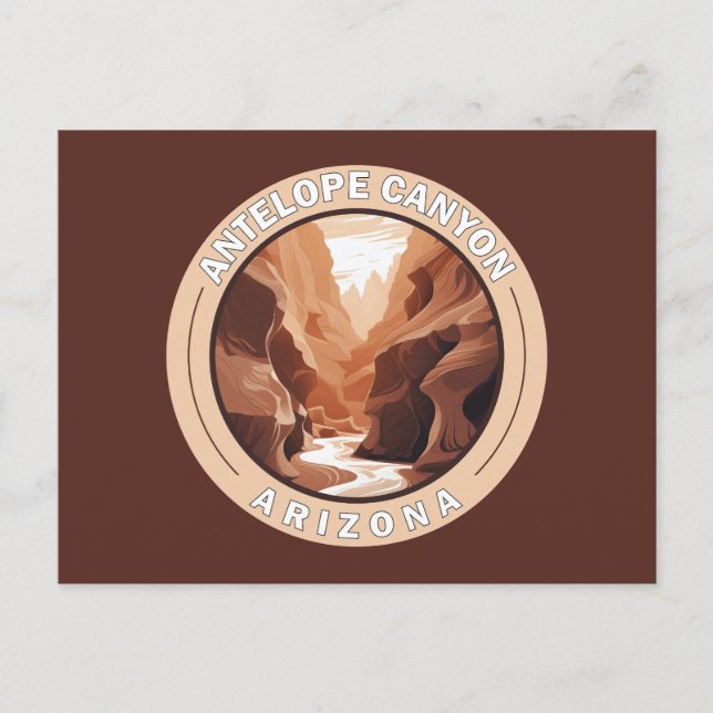 Antelope Canyon Arizona Retro Badge Postcard (Front)