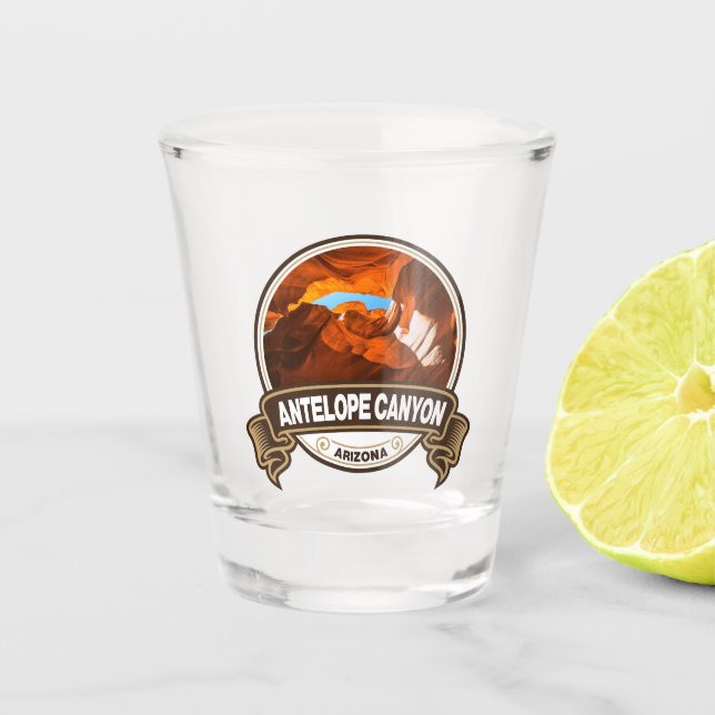 Antelope Canyon Arizona Travel Badge Shot Glass (Front)