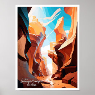 Antelope Canyon Arizona Travel Illustration Poster