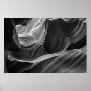 Antelope Canyon Black And White Photography Art Poster