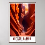 Antelope Canyon Navajo Nation Art Deco AZ Travel Poster<br><div class="desc">Art deco style travel poster featuring Antelope Canyon on Navajo Nation land outside of Page,  Arizona.</div>