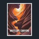 Antelope Canyon  Souvenir Postcard<br><div class="desc">Antelope Canyon, a masterpiece sculpted by nature, is a slot canyon located on Navajo land near Page, Arizona. Formed over millions of years by flash floods that carved through the Navajo Sandstone, the canyon features smooth, sculpted walls that shift from warm reds to vibrant oranges depending on the angle of...</div>
