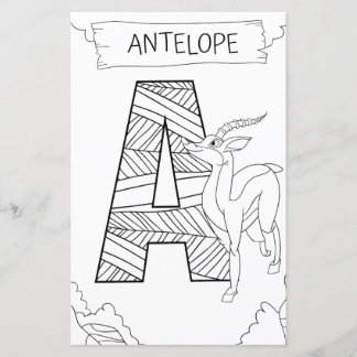 Antelope Colouring Page for Toddlers ABC Learning
