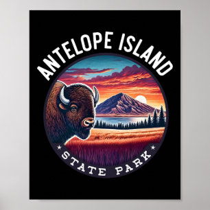 Antelope Island State Park Hiking Souvenir Bison O Poster