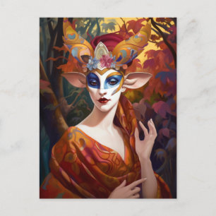 Antelope Lady Surreal Fantasy Art Postcard