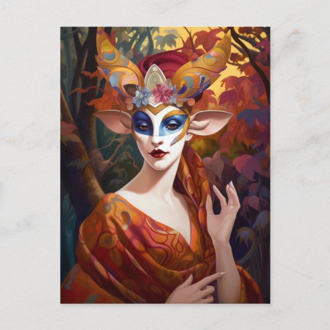 Antelope Lady Surreal Fantasy Art Postcard (Front)