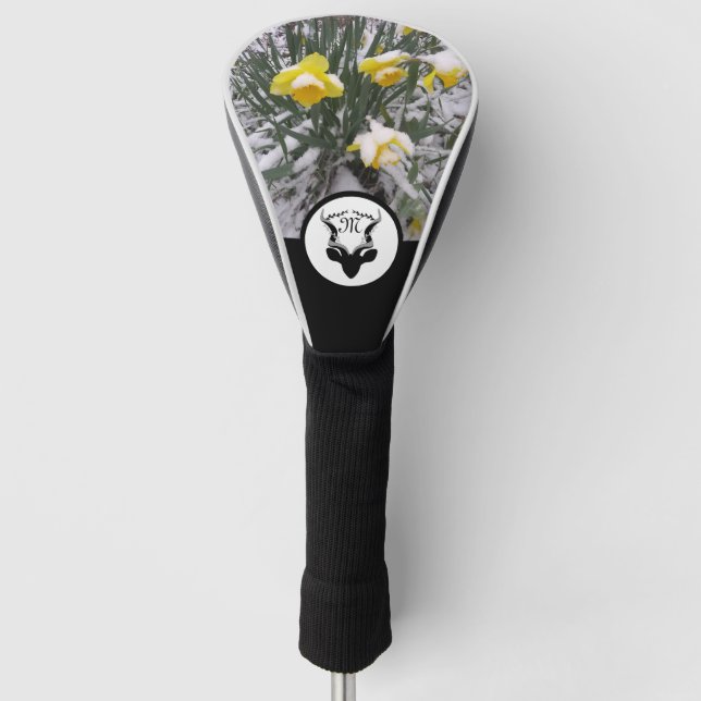 Antelope Silhouette Monogram w Customised Photo Golf Head Cover (Front)