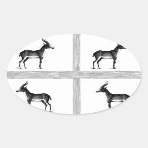 Antelope vintage pattern oval sticker