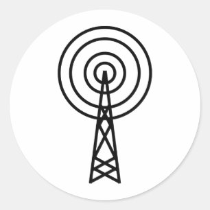 antenna aerial sign classic round sticker