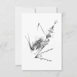 Antenna Black White Abstract Tribal Tattoo Art Thank You Card