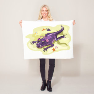 Anteosaurus Sunbathing With Headphones. Fleece Blanket
