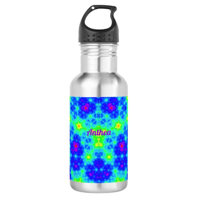 ANTHEA ~ Blue Pink Yellow Green ~  532 Ml Water Bottle (Front)