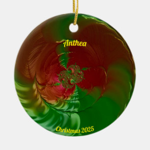 ANTHEA ~ Glossy Red and Green Christmas 2025 ~   Ceramic Ornament