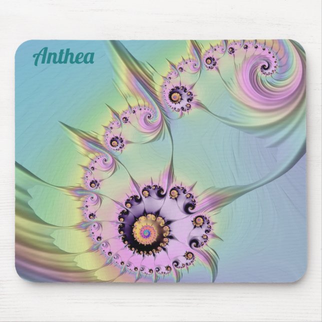 ~ ANTHEA ~ Personalised 3D Pastel Fractal Design ~ Mouse Pad (Front)