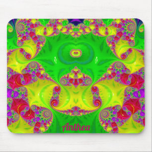 ANTHEA ~ Zany Hot Cerise, Yellow, Red and Green  Mouse Pad