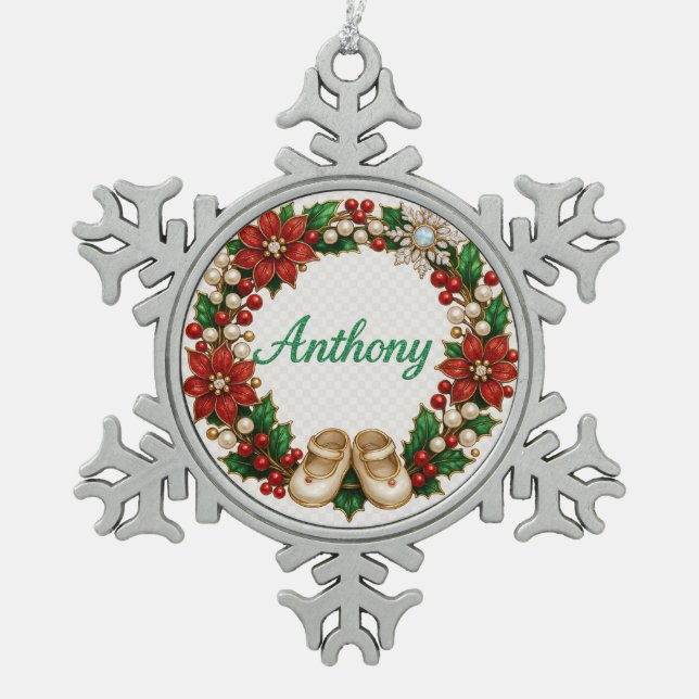 Anthony Baby’s First Christmas Snowflake Ornament (Front)