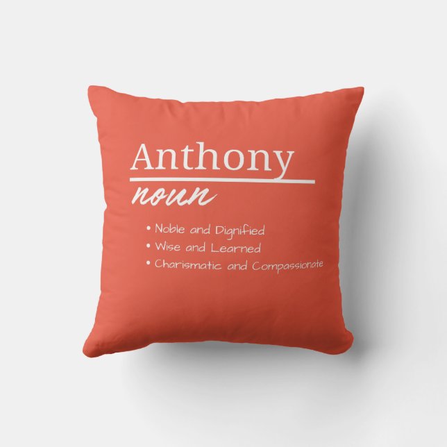 Anthony, Boy Personalised Name Definition Cushion (Back)
