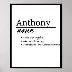 Anthony, Boy Personalised Name Definition Poster
