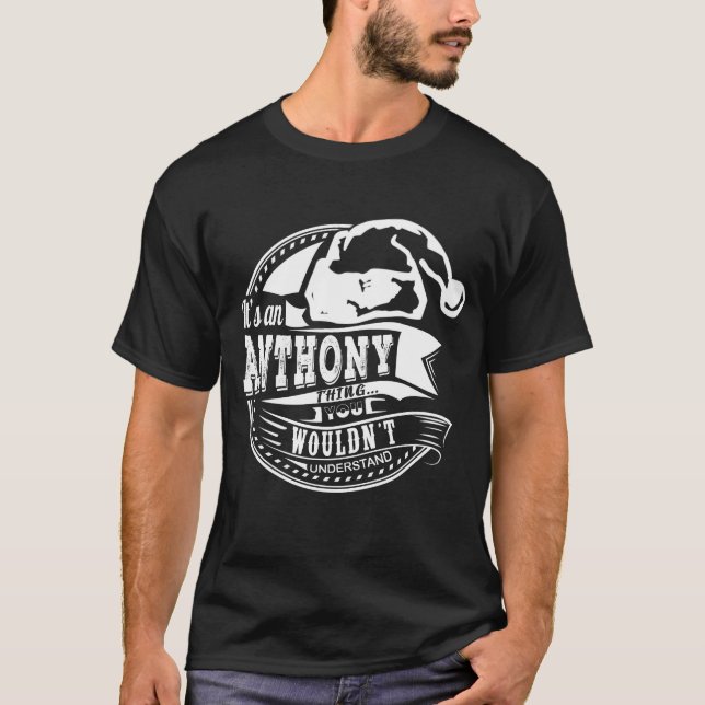 Anthony- Hat Xmas Personalised Name T-Shirt (Front)