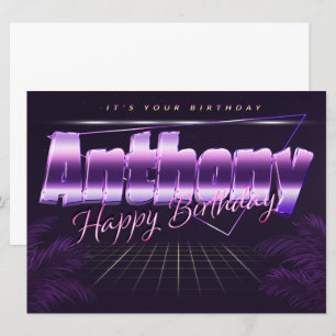 Anthony Name Vorname lila retro Karte Geburtstag Card