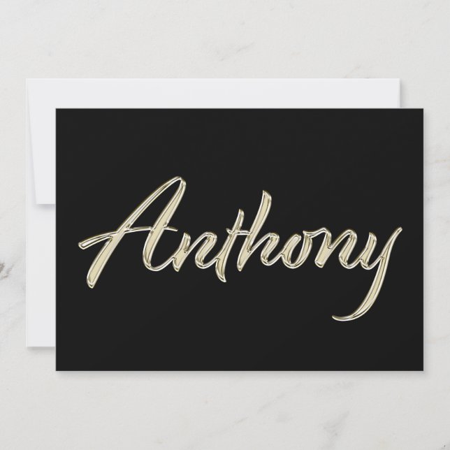 Anthony Name white gold Handwriting Card (Front)