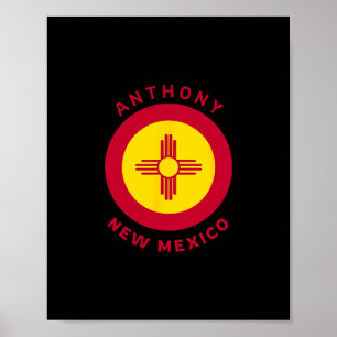 Anthony New Mexico Nm Flag Zia Vacation Souvenir Poster