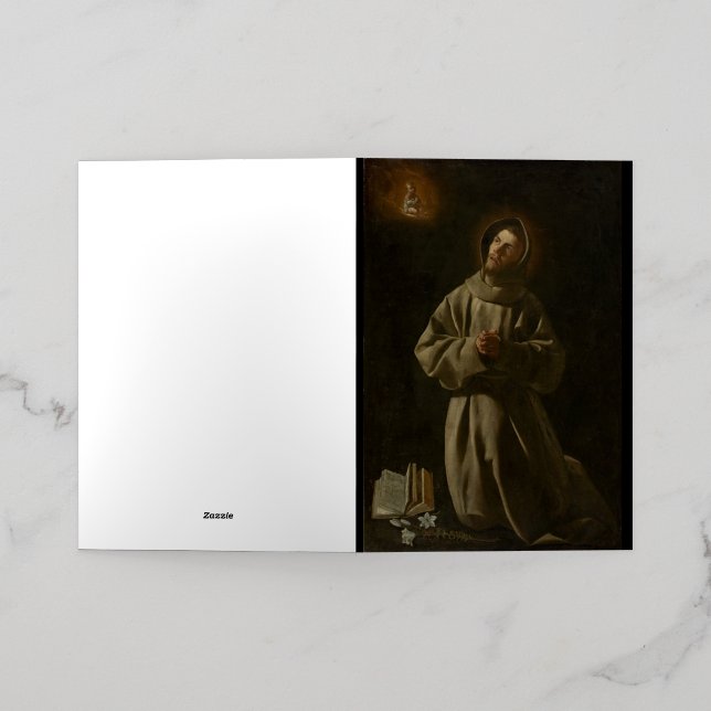 Anthony of Padua (Francisco de Zurbarán, 1627-30) Foil Greeting Card (Outside Laydown)