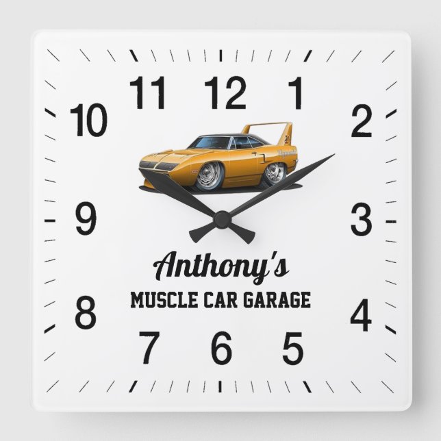 Anthony's Muscle Car Garage Square Wall Clock (Front)