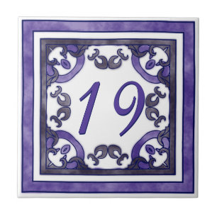 Anthracite and Purple Big House Number Tile