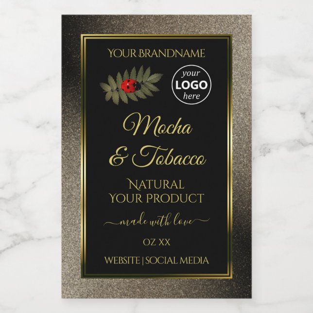 Anthracite Black Product Labels Ladybug with Logo (Single Label)