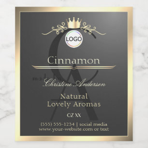 Anthracite Gold Border Logo Monogram Product Label