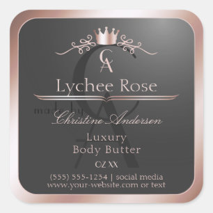 Anthracite Product Label Rose Gold Frame Monogram