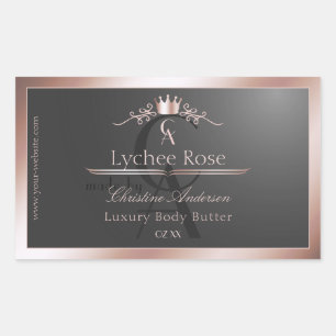 Anthracite Product Label Rose Gold Frame Monogram