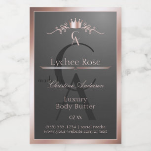 Anthracite Product Label Rose Gold Frame Monogram