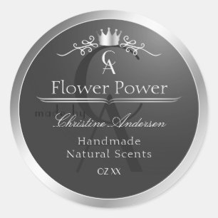 Anthracite Product Label Silver Frame and Monogram