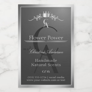 Anthracite Product Label Silver Frame and Monogram