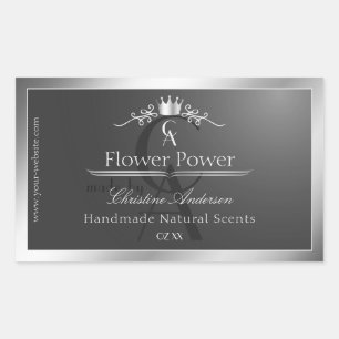 Anthracite Product Label Silver Frame and Monogram