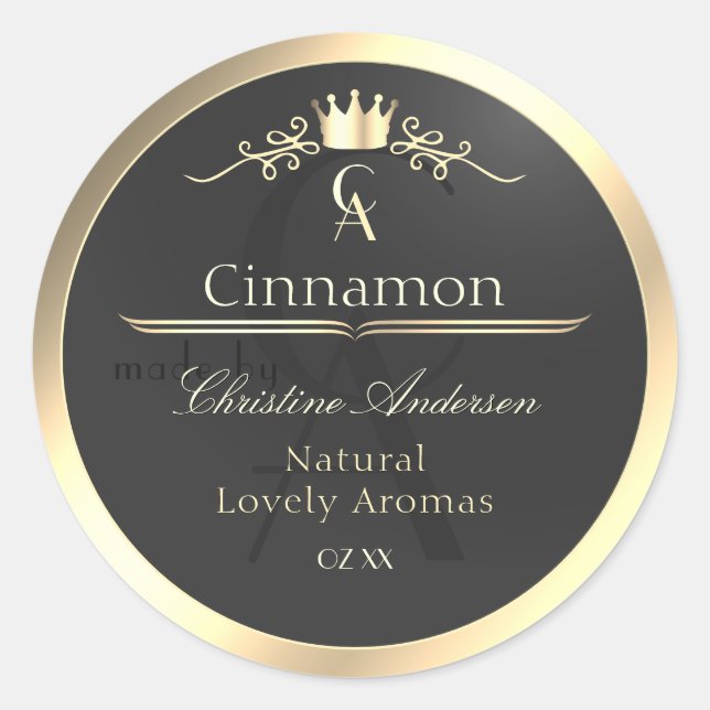 Anthracite with Gold Border Monogram Product Label (Front)