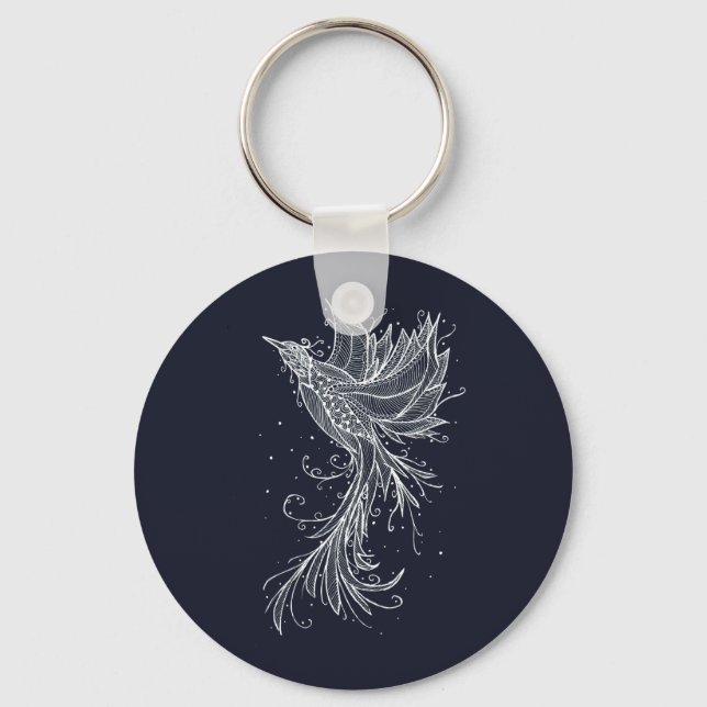 Anthrazit Phoenix Lineart Button Keychain (Front)