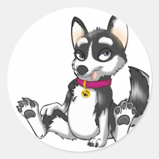 Anthro Husky Puppy Classic Round Sticker